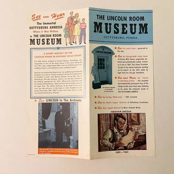 Vintage  The Lincoln Room Museum Pennsylvania Brochures Pamphlets - Picture 6 of 7